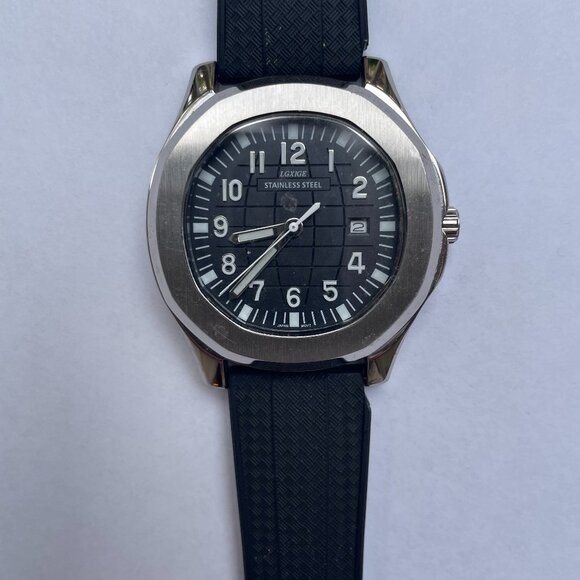 Other - AQUANAUT STYLE QUARTZ WATCH STAINLESS CASE BLACK DIAL RUBBER STRAP EXCELLENT!!